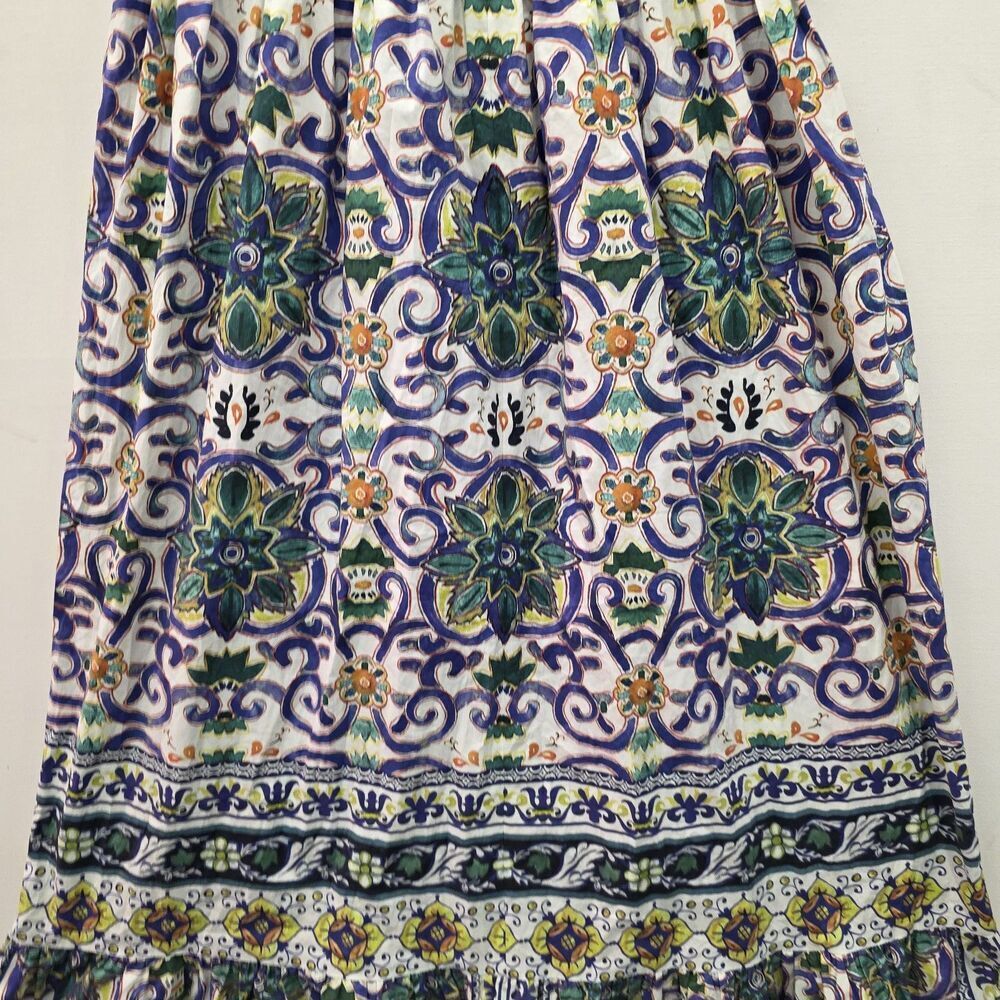 Antonio Melani Tegan Blue Yellow Mosaic Promenade Maxi Skirt Size 8 - Picture 3 of 7